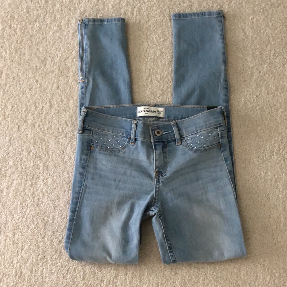 Abercrombie Kids Super Skinny Jeans Jeggings in Size 14 Slim Rhinestone Pockets